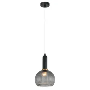 CLA Vintaj Ribbed Wine Glass Pendant (E27) Smokey Black by Compact Lamps Australia, a Pendant Lighting for sale on Style Sourcebook