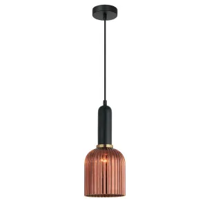 CLA Vintaj Ribbed Ellipse Glass Pendant (E27) Copper by Compact Lamps Australia, a Pendant Lighting for sale on Style Sourcebook