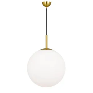 Antique Gold Telbix Bally Opal Matt Glass Ball Pendant Light 400mm by Telbix, a Pendant Lighting for sale on Style Sourcebook