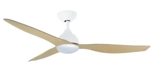 Martec Avoca Smart WiFi 52" (1320mm) Ceiling Fan with 20W LED Light and Remote White & Oak by Martec, a Ceiling Fans for sale on Style Sourcebook