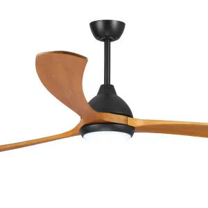 Fanco Sanctuary DC 86" Solid Timber Blade Indoor/Outdoor Ceiling Fan with 24w LED CCT Light and Remote Black & Teak by Fanco, a Ceiling Fans for sale on Style Sourcebook