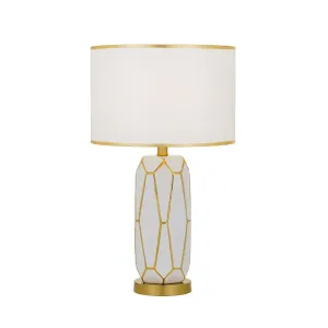 Pastor Telbix Mid Century Modern Ceramic Table Lamp (E27) White & Gold by Telbix, a Table & Bedside Lamps for sale on Style Sourcebook