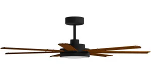 Calibo Alula 80" (2032mm) 7 Blade Indoor/Outdoor DC Ceiling Fan with 24W Light & Remote Black & Koa by Calibo, a Ceiling Fans for sale on Style Sourcebook