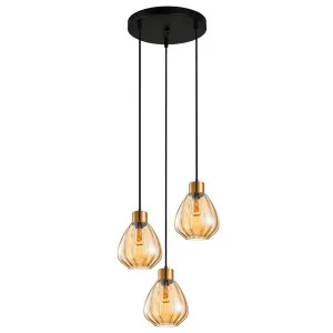 Amber CLA Tulip Wine Glass Pendant (E27) 3 Light Cluster by Compact Lamps Australia, a Pendant Lighting for sale on Style Sourcebook