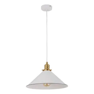 White & Antique Brass CLA Cerema Pendant Light (E27) Coolie by Compact Lamps Australia, a Pendant Lighting for sale on Style Sourcebook