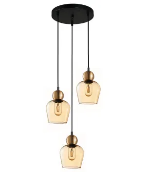 Amber CLA Champan Glass Ellipse Pendant (E27) 3 Cluster by Compact Lamps Australia, a Pendant Lighting for sale on Style Sourcebook