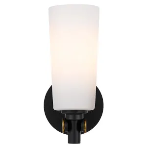 Telbix Delmar 1 Light Wall Lamp Black & Opal by Telbix, a Outdoor Lighting for sale on Style Sourcebook