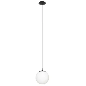 Eglo Rondo 1 Light Black & Opal Glass Pendant 200mm by Eglo, a Pendant Lighting for sale on Style Sourcebook