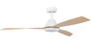 Claro Dreamer 52" DC Ceiling Fan with CCT LED Light and Remote Light Timber & White by Claro, a Ceiling Fans for sale on Style Sourcebook