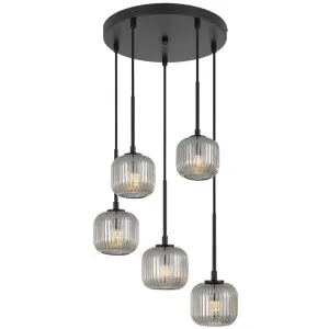 Telbix Bobo 5 Light Glass Pendant Black & Smoke by Telbix, a Pendant Lighting for sale on Style Sourcebook