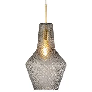 Calibo Avian 1 Light Diamond Cut Pendant Light Gold and Smoke by Calibo, a Pendant Lighting for sale on Style Sourcebook