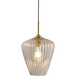 Calibo Ribbon Fluted Glass 230mm Pendant Light Clear by Calibo, a Pendant Lighting for sale on Style Sourcebook