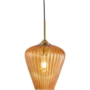 Calibo Ribbon Fluted Glass 280mm Pendant Light Amber by Calibo, a Pendant Lighting for sale on Style Sourcebook