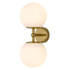 Eterna Telbix Handcrafted Twin Wall Lamp (E27) Gold & Opal Glass by Telbix, a Wall Lighting for sale on Style Sourcebook