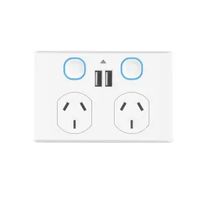 Mercator Ikuu Smart WiFi Isaac Double Outlet Power Point with USB Port White by Mercator, a LED Lighting for sale on Style Sourcebook