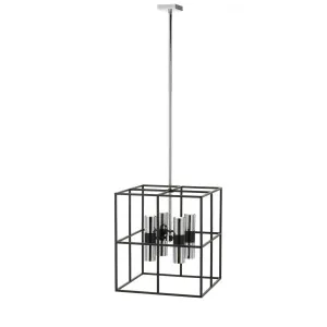 Black And Chrome Telbix Nelson Cage Aluminium Pendant 8LT by Telbix, a Pendant Lighting for sale on Style Sourcebook