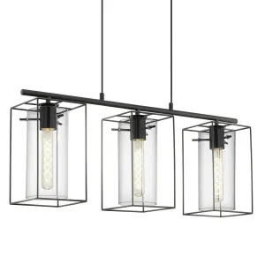 Eglo Loncino Black And Smoked Glass Pendant Light 3 Light by Eglo, a Pendant Lighting for sale on Style Sourcebook