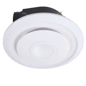 White Emeline-II Round Exhaust Fan With 10W LED Light   Flex And Plug Small by Mercator, a Exhaust Fans for sale on Style Sourcebook