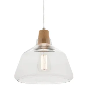 Laya Natural Timber Clear Glass Pendant Light Small by Mercator, a Pendant Lighting for sale on Style Sourcebook