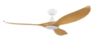 Eglo Noosa 52" 3 Blade DC Indoor/Outdoor Ceiling Fan With 18W CCT Dimmable LED Light Bamboo and White by Eglo, a Ceiling Fans for sale on Style Sourcebook