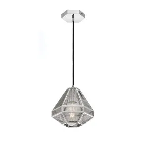 Chrome 1 Light Magnus Metal Geometric Caged Pendant Small by Telbix, a Pendant Lighting for sale on Style Sourcebook