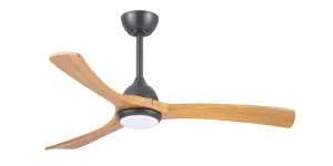 Claro Sleeper 48" Solid Timber DC Ceiling Fan With 18W LED CCT Light and Remote Matte Black and Teak by Claro, a Ceiling Fans for sale on Style Sourcebook