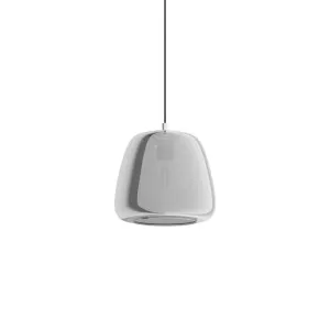 Eglo Albarino Black Vaporised Glass and Chrome Pendant Light (E27) 1 Light Large by Eglo, a Pendant Lighting for sale on Style Sourcebook