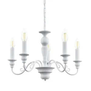 Eglo White Caposile Candle Style Pendant Light 5 Light by Eglo, a Pendant Lighting for sale on Style Sourcebook