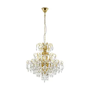 Eglo Fenoullet Brass Crystal Pendant Light (E14) 5 Light by Eglo, a Chandeliers for sale on Style Sourcebook