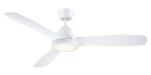 Mercator Raptor 52" (1320mm) DC Indoor/Outdoor Ceiling Fan with 20W CCT Light and Remote White by Mercator, a Ceiling Fans for sale on Style Sourcebook