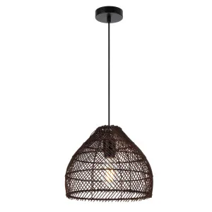 Brown Telbix Frya Woven Pendant (E27) Small by Telbix, a Pendant Lighting for sale on Style Sourcebook