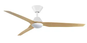 Fanco Smart Infinity-iD 54" 2.0 DC Ceiling Fan With 18W Dimmable CCT LED Light & Remote White & Beechwood by Fanco, a Ceiling Fans for sale on Style Sourcebook