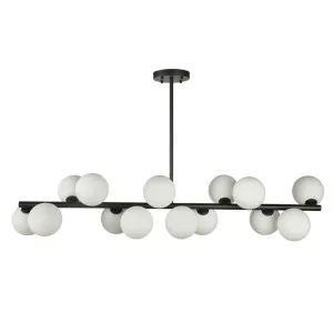 Fiorentino Pasadena 14 Light Aluminium and Opal Bar Pendant Light (G9) Black by Fiorentino, a Pendant Lighting for sale on Style Sourcebook