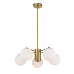 Telbix Marsten Gold Glass Pendant E27 5 Light by Telbix, a Pendant Lighting for sale on Style Sourcebook