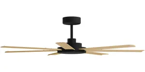 Calibo Alula 60" (1524mm) 7 Blade Indoor/Outdoor DC Ceiling Fan & Remote Black & Bamboo by Calibo, a Ceiling Fans for sale on Style Sourcebook