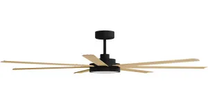 Calibo Alula 80" (2032mm) 7 Blade Indoor/Outdoor DC Ceiling Fan with 24W Light & Remote Black & Bamboo by Calibo, a Ceiling Fans for sale on Style Sourcebook