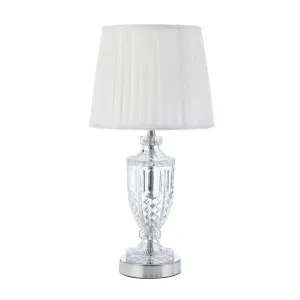 Telbix Debden 1 Light Glass Table Lamp (E27) Chrome by Telbix, a Table & Bedside Lamps for sale on Style Sourcebook