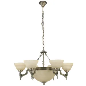 Eglo Marbella 9 Light Alabaster Pendant Antique Brass by Eglo, a Chandeliers for sale on Style Sourcebook