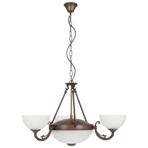 Eglo Savoy 5 Light Satin Glass Pendant Oil Rubbed Bronze by Eglo, a Pendant Lighting for sale on Style Sourcebook