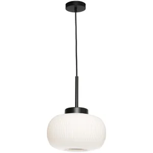 Cougar Hutton 1 Light Opal Glass Pendant Black by Cougar, a Pendant Lighting for sale on Style Sourcebook