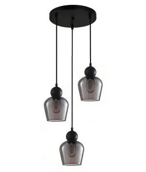 Black Smoke CLA Champan Glass Ellipse Pendant (E27) 3 Cluster by Compact Lamps Australia, a Pendant Lighting for sale on Style Sourcebook