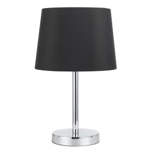 Telbix Adam Polycotton Shade With Chrome Table Lamp Black by Telbix, a Table & Bedside Lamps for sale on Style Sourcebook