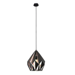 Eglo Carlton 1 Pendant Light (E27) Small Black and Copper by Eglo, a Pendant Lighting for sale on Style Sourcebook