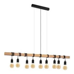 Eglo Townshend Bar Timber And Black Pendant Light 9 Light by Eglo, a LED Lighting for sale on Style Sourcebook