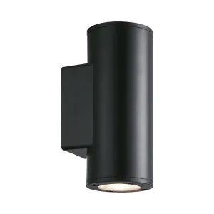 Mercator Piccolo 2 Matte Black Outdoor LED Wall Light Round 2x 6W Light Up / Down by Mercator, a Outdoor Lighting for sale on Style Sourcebook