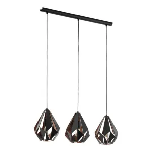 Eglo Carlton 1 - 3 Light Pendant Black and Copper by Eglo, a Pendant Lighting for sale on Style Sourcebook