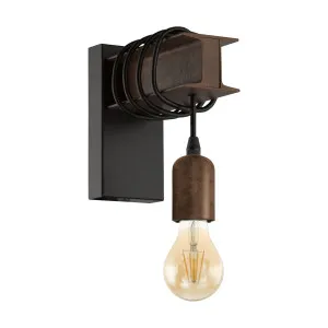 Eglo Townshend 4 Interior Wall Light Black and Antique Bronze by Eglo, a Wall Lighting for sale on Style Sourcebook