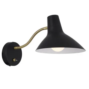 Farbon Telbix Classic Short Flexi-Arm Wall Lamp (E27) Black by Telbix, a Wall Lighting for sale on Style Sourcebook