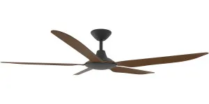 Calibo Storm 56" (1430mm) 5 Blade Indoor/Outdoor DC Ceiling Fan and Remote Black & Koa by Calibo, a Ceiling Fans for sale on Style Sourcebook