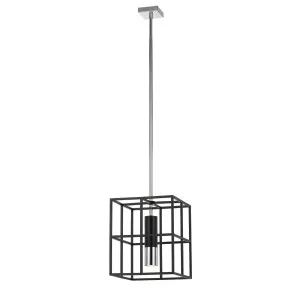 Black And Chrome Telbix Nelson Cage Aluminium Pendant 1LT by Telbix, a Pendant Lighting for sale on Style Sourcebook